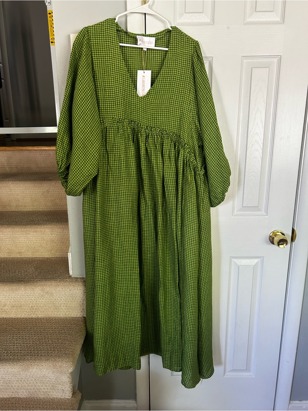 LA BOHEME Marlowe Dress in Green Gingham - Picture 8 of 10